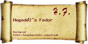 Hegedűs Fedor névjegykártya